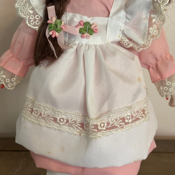 Pink and White Porcelian Doll with Lace 12 inches tall - Picture 5 of 9